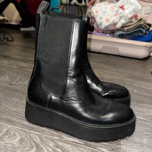 zara black platform boots